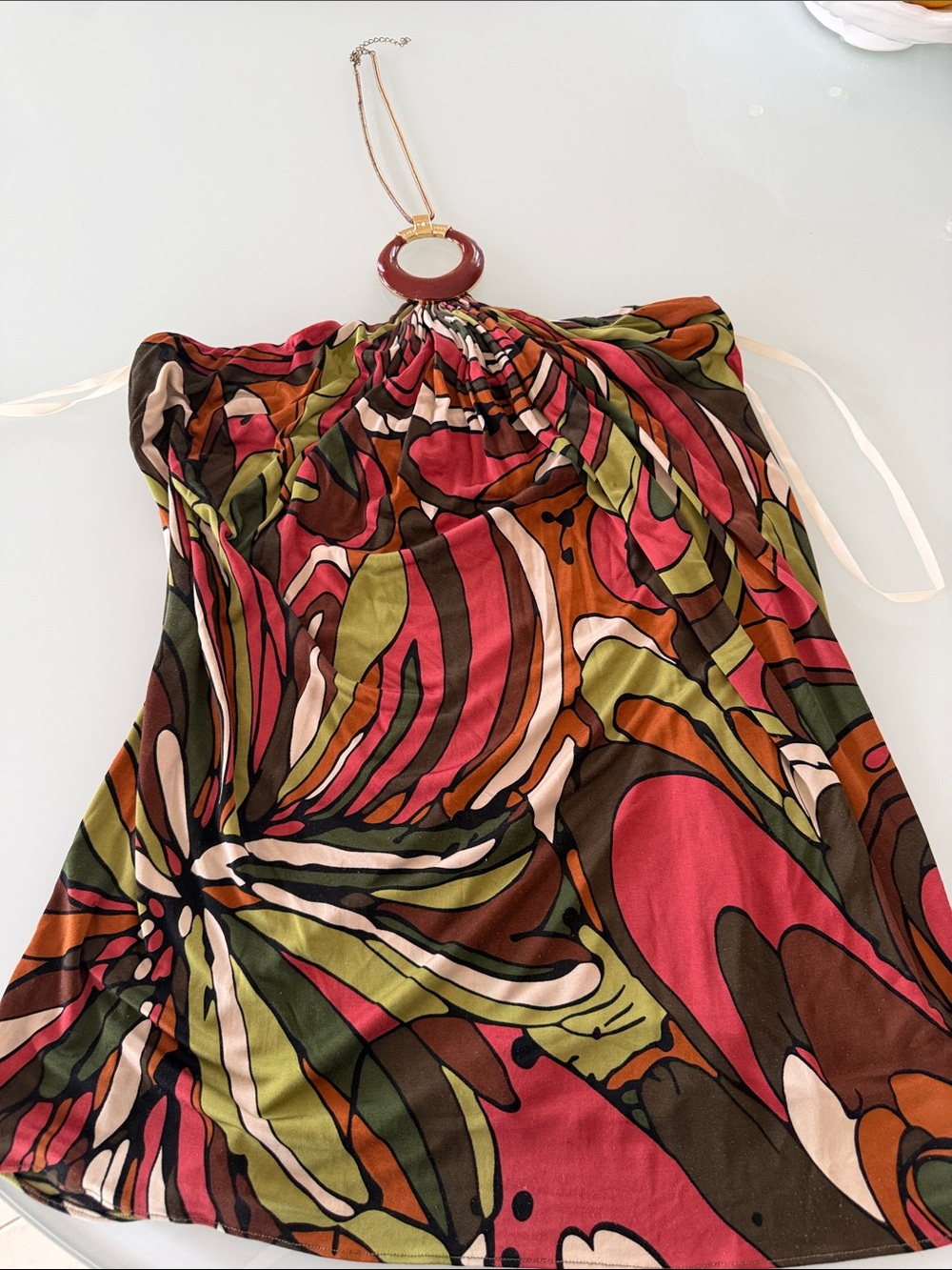 Sky Women’s Abstract Print Top Green L